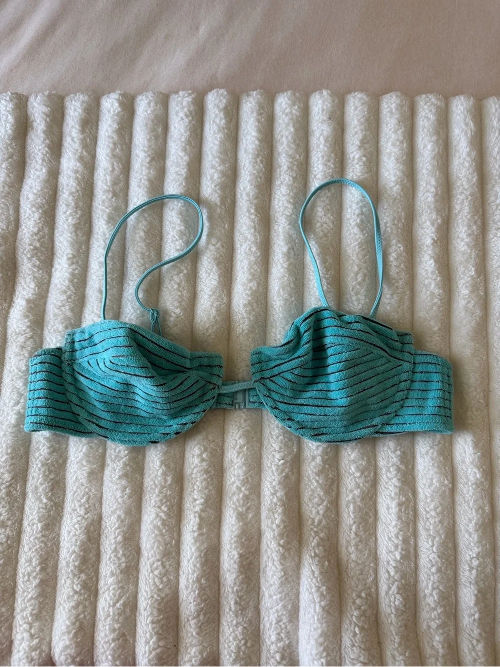 triangl swimwear Teal Bikini Top with Black Stripe Detail